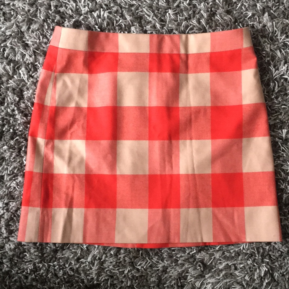 J. CREW LIKE NEW orange/red gingham skirt